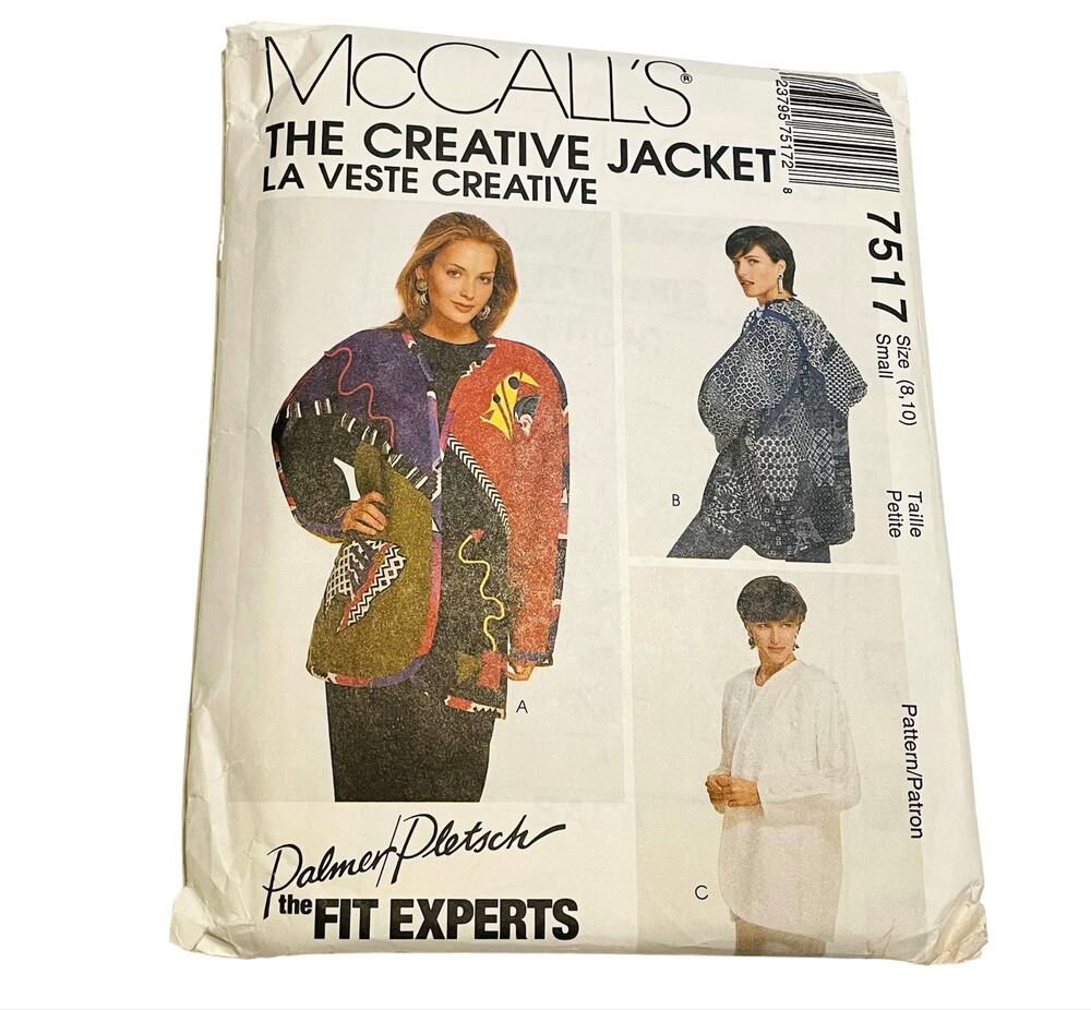 McCalls 7517 Vintage 1995 The Creative Jacket Size (8,10) Palmer/Pletsch FF OOP